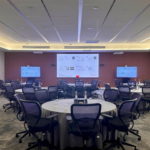 Conference room set for a presentation