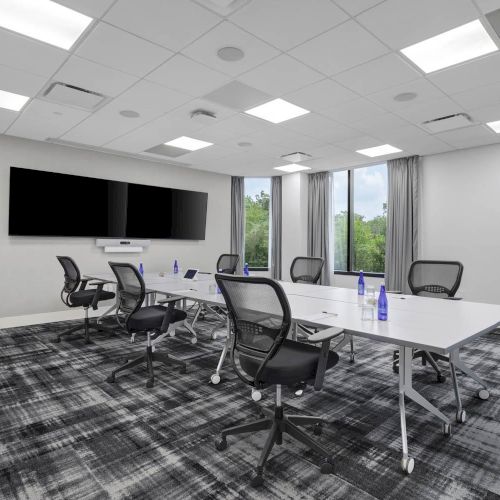 Meeting room with dual screens