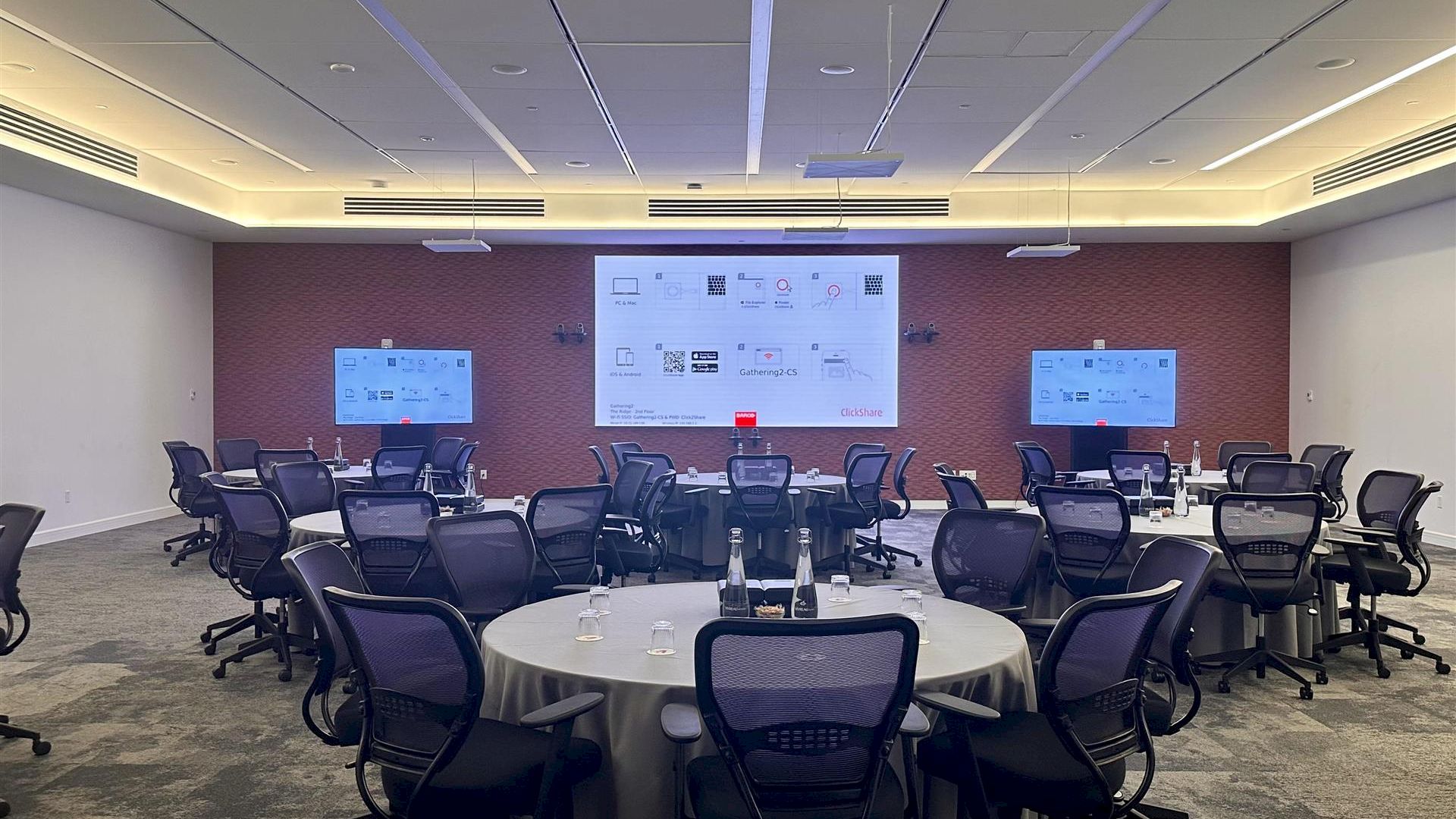 Conference room set for a presentation